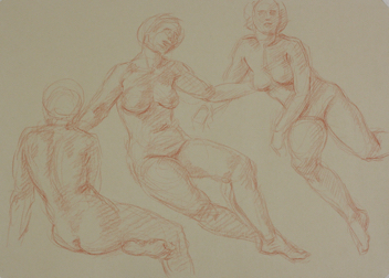 Artemis; red chalk on paper, 25 x 35 cm, 2022